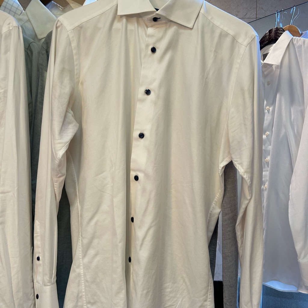 Men's Cream Shirt With Black Buttons